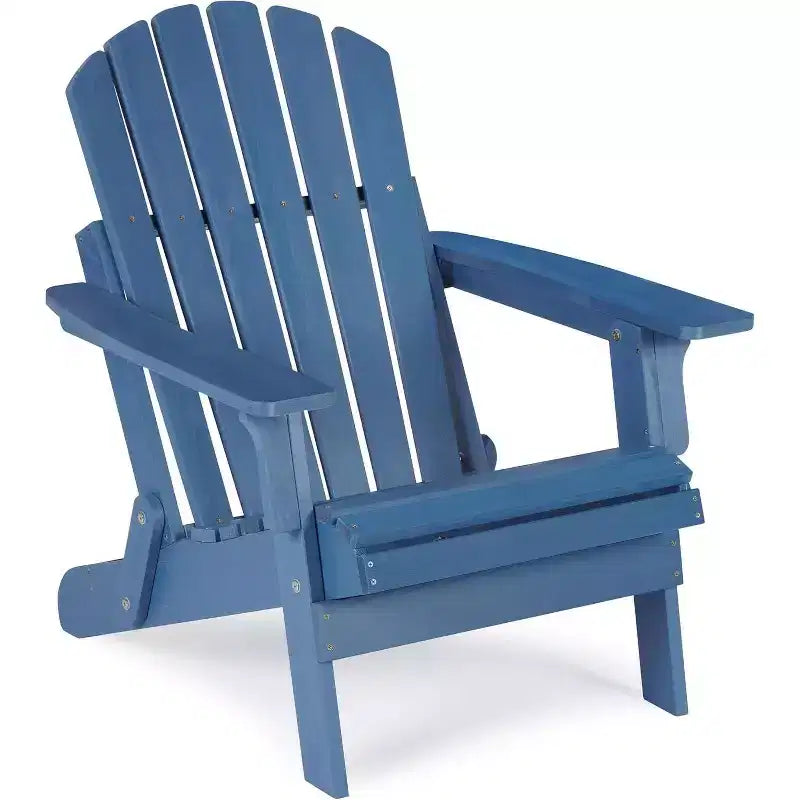 Sedia pieghevole Adirondack Okak Oversized da patio, sedia accentata in legno per portico, giardino e cortile, sedia a sdraio da esterno, max 150 kg
