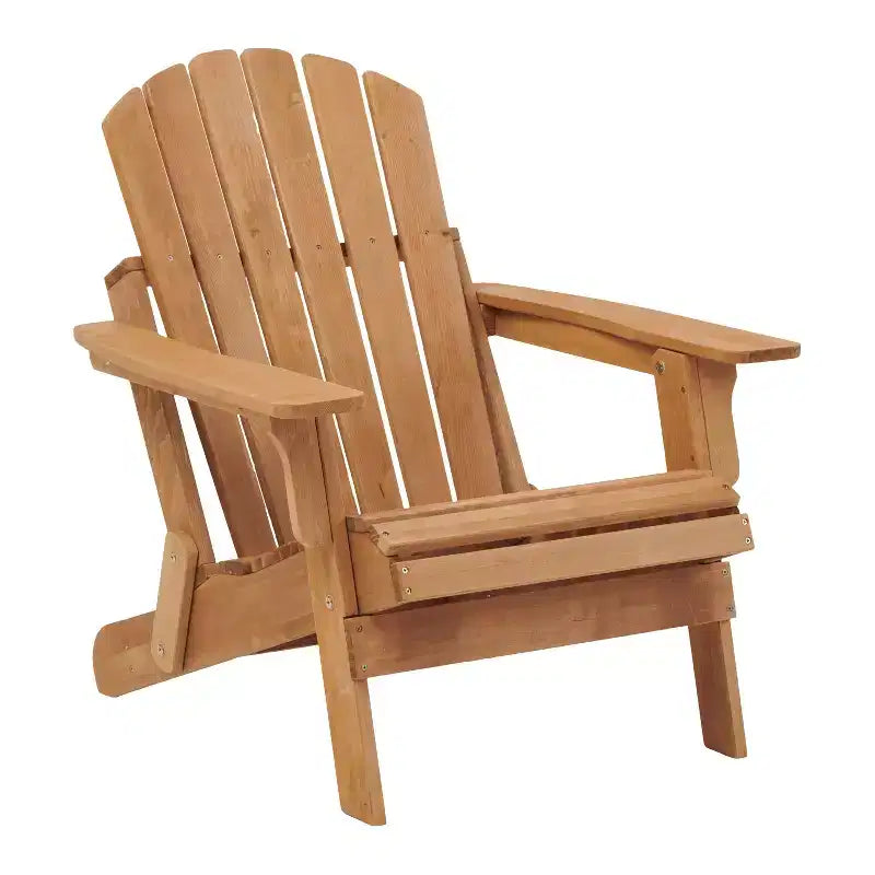 Sedia pieghevole Adirondack Okak Oversized da patio, sedia accentata in legno per portico, giardino e cortile, sedia a sdraio da esterno, max 150 kg