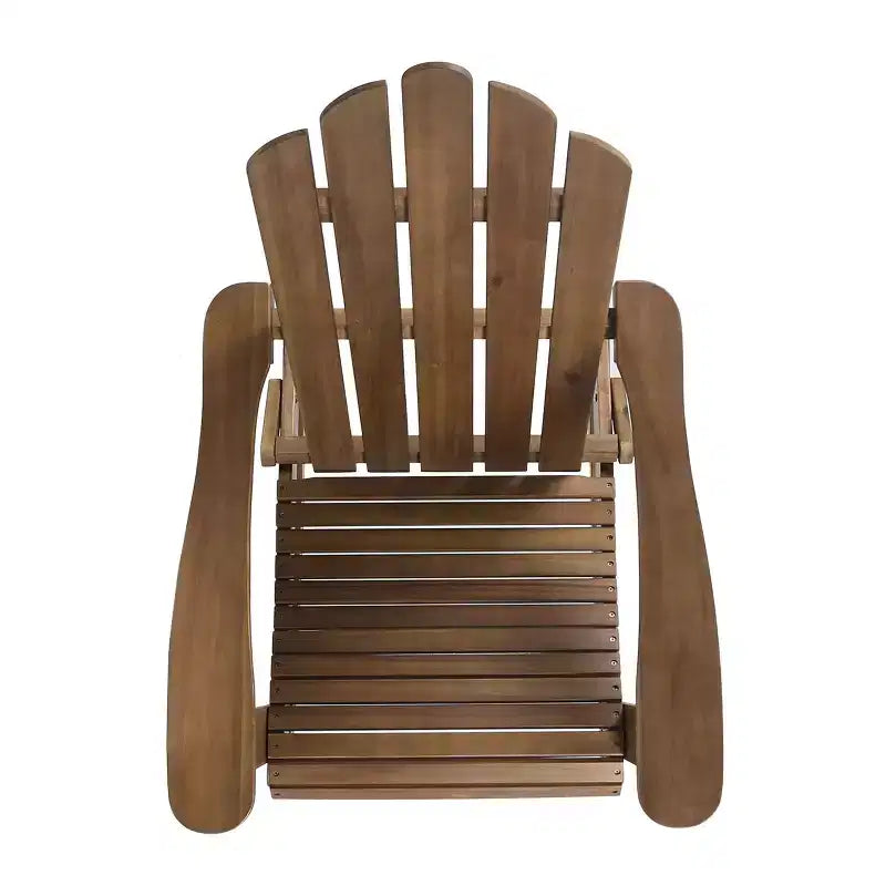 Okak Sedia a dondolo Adirondack rustica, sedie accentate in acacia di alta qualità con portabicchieri, 1 pezzo, sedia pigra da esterno per portico, cortile e giardino, marrone