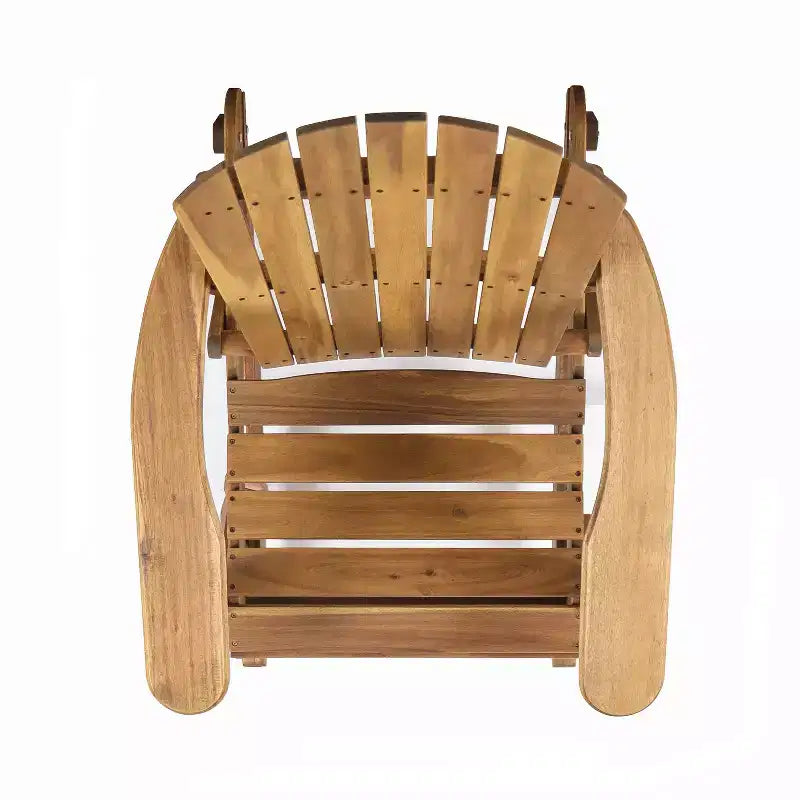 Okak Sedia a dondolo rustica Adirondack in acacia di alta qualità, 1 pezzo, sedia pigra da esterno per portico, cortile e giardino, naturale
