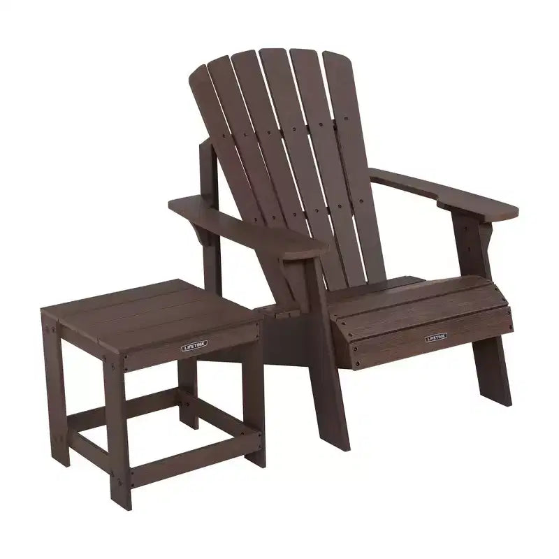 Lifetime Adirondack Chair and Table Combo, Rustic Brown (60293)
