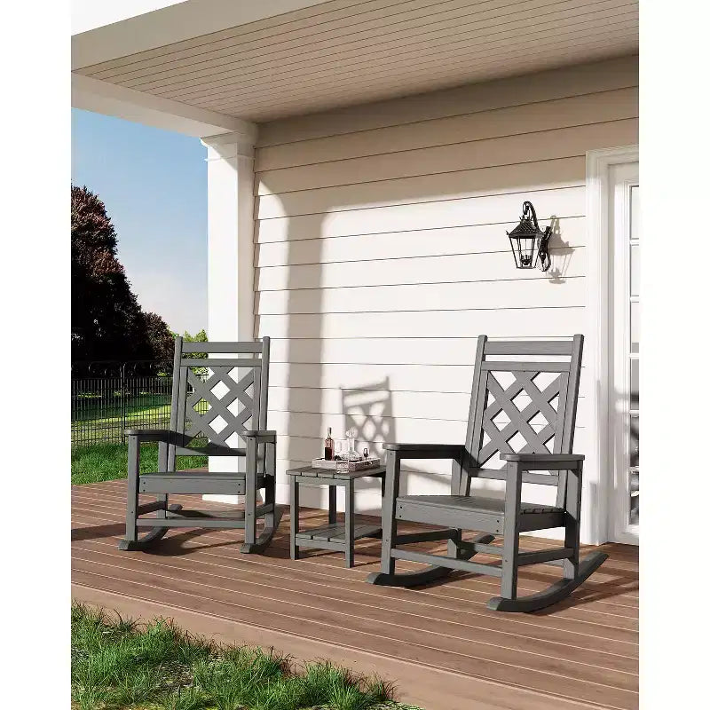 Sedia a dondolo Adirondack da esterno - Dondolo da portico in HDPE per tutte le stagioni con schienale alto, sedia da esterno per focolare per giardino, prato, cortile, patio