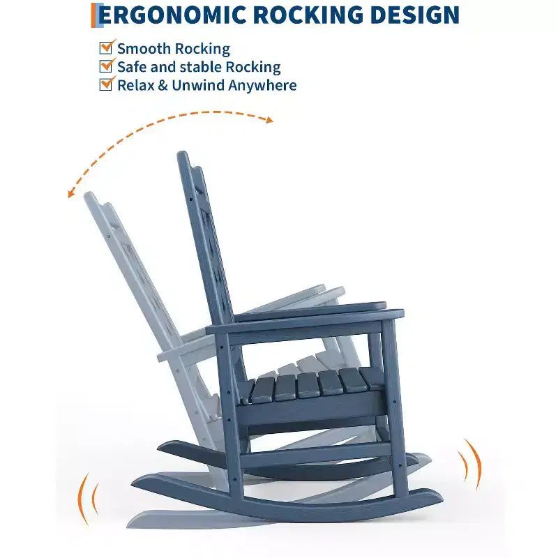 Sedia a dondolo Adirondack da esterno - Dondolo da portico in HDPE per tutte le stagioni con schienale alto, sedia da esterno per focolare per giardino, prato, cortile, patio