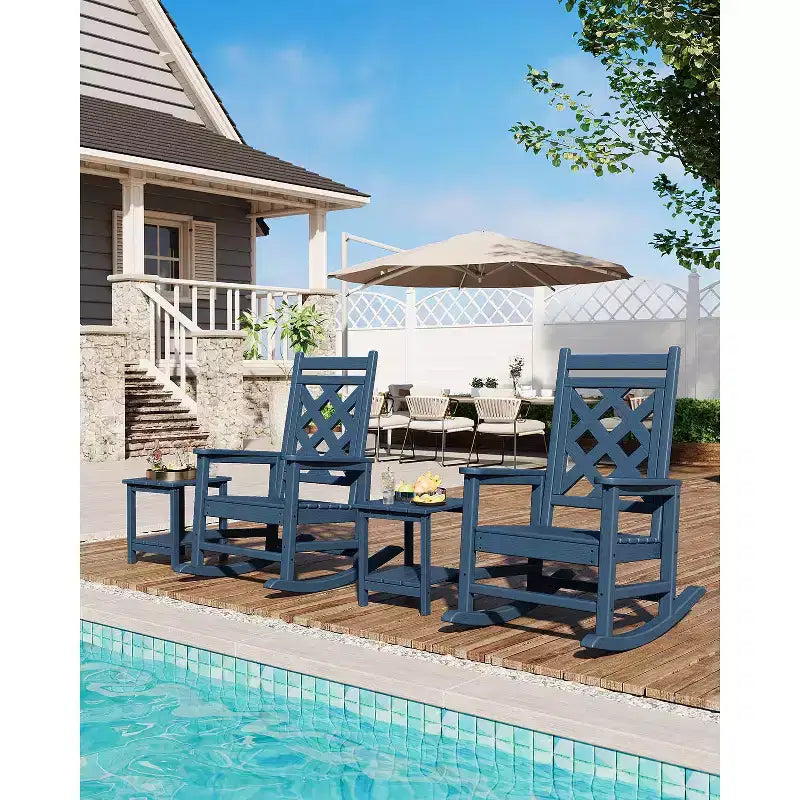 Sedia a dondolo Adirondack da esterno - Dondolo da portico in HDPE per tutte le stagioni con schienale alto, sedia da esterno per focolare per giardino, prato, cortile, patio