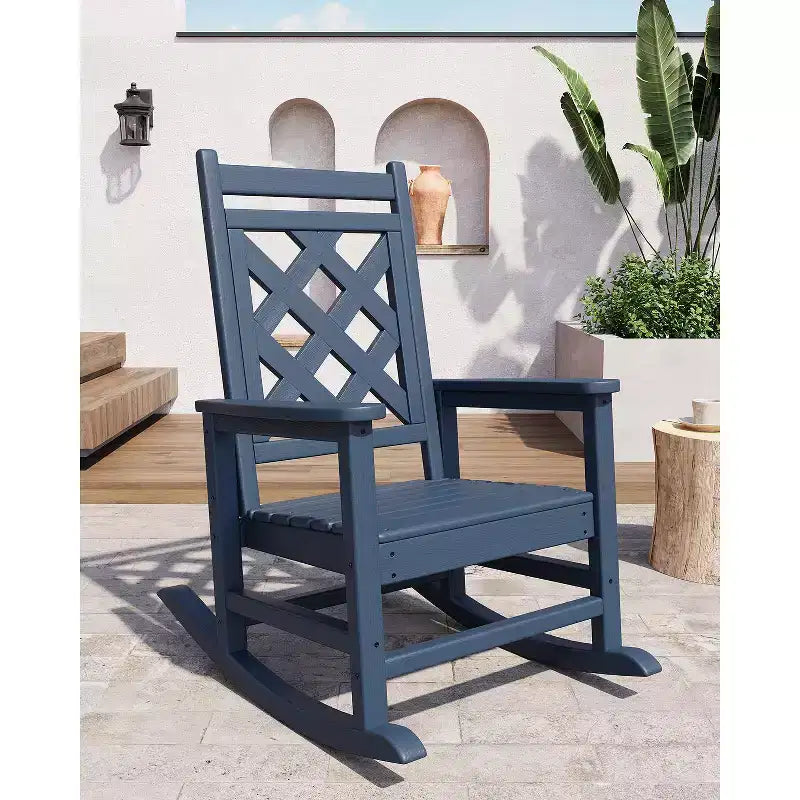 Sedia a dondolo Adirondack da esterno - Dondolo da portico in HDPE per tutte le stagioni con schienale alto, sedia da esterno per focolare per giardino, prato, cortile, patio