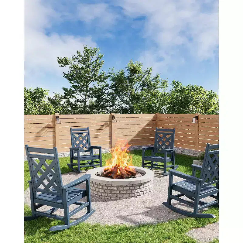Sedia a dondolo Adirondack da esterno - Dondolo da portico in HDPE per tutte le stagioni con schienale alto, sedia da esterno per focolare per giardino, prato, cortile, patio