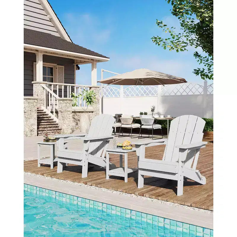 Sedia Adirondack Pieghevole - Sedie da Esterno in HDPE per Tutte le Stagioni, con Schienale Ergonomico Esteso, per Patio, Giardino, Piscina, Cortile
