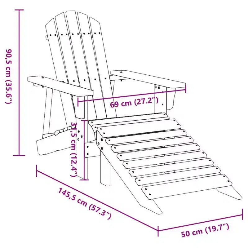 vidaXL Sedia Adirondack con Ottomana – Gialla in Legno Massello per Comfort da Giardino Patio Esterno
