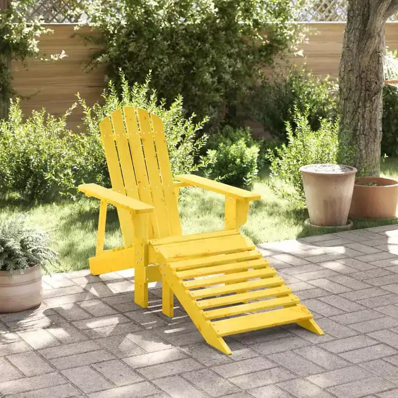 vidaXL Sedia Adirondack con Ottomana – Gialla in Legno Massello per Comfort da Giardino Patio Esterno