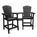 Garvee Outdoor Recycled Poly Adirondack Barstools Set of 2  Tall Weatherproof Bar Height Chairs, Black