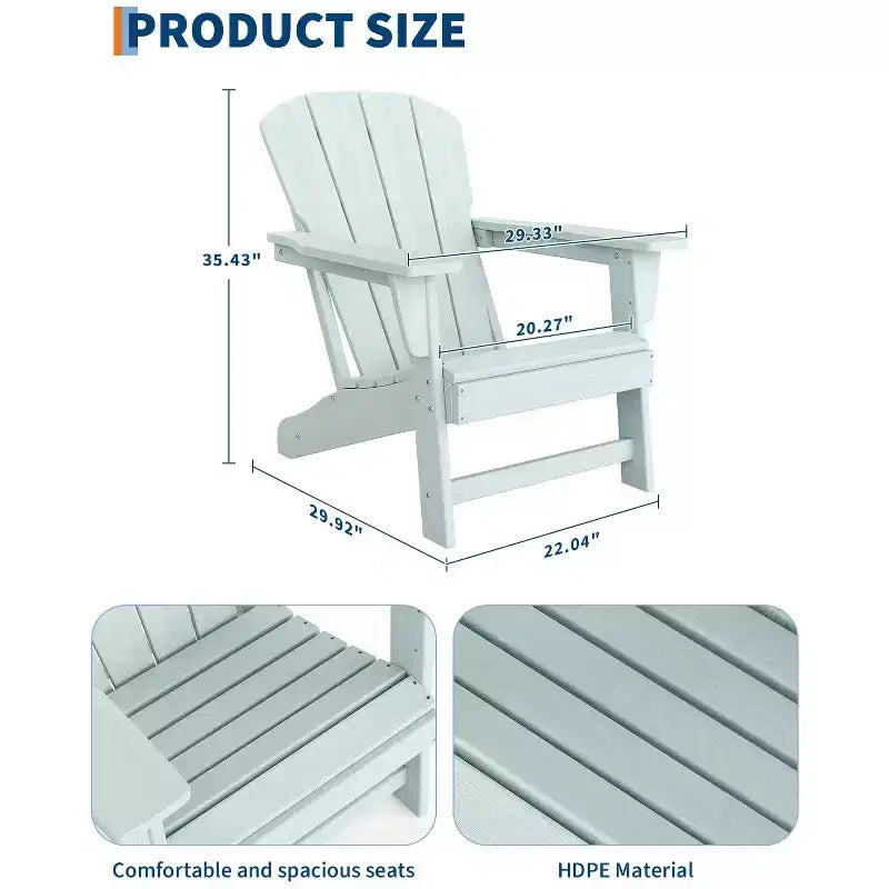 Sedie Adirondack da esterno, sedie da patio in plastica HDPE per tutte le stagioni, sedie da falò resistenti alle intemperie con braccioli ampi e schienale a doghe