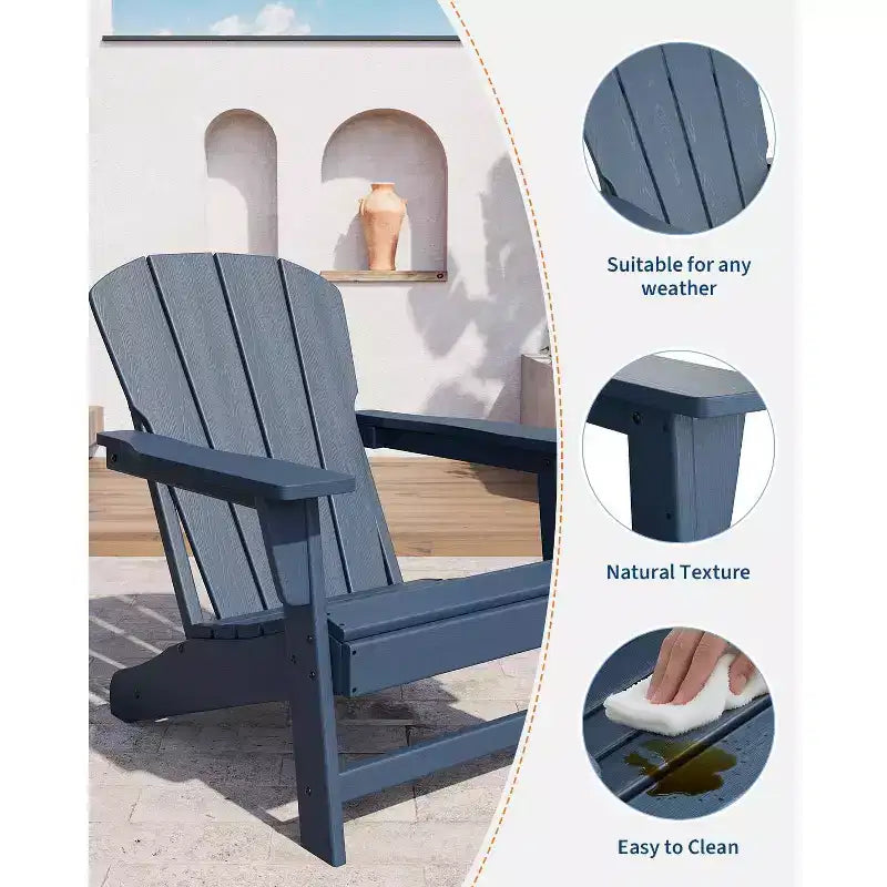 Sedie Adirondack da esterno, sedie da patio in plastica HDPE per tutte le stagioni, sedie da falò resistenti alle intemperie con braccioli ampi e schienale a doghe