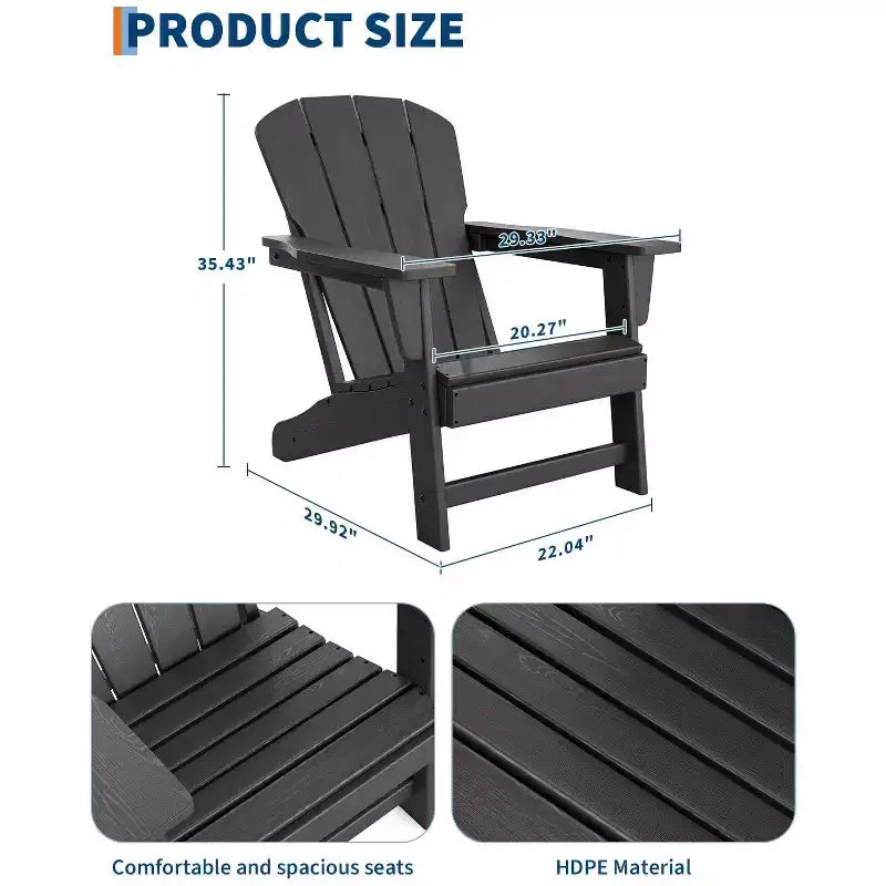 Sedie Adirondack da esterno, sedie da patio in plastica HDPE per tutte le stagioni, sedie da falò resistenti alle intemperie con braccioli ampi e schienale a doghe