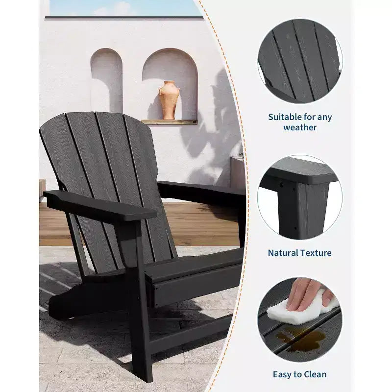 Sedie Adirondack da esterno, sedie da patio in plastica HDPE per tutte le stagioni, sedie da falò resistenti alle intemperie con braccioli ampi e schienale a doghe
