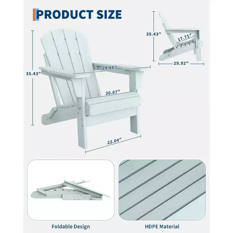 Sedia Adirondack Pieghevole, Sedie da Esterno in HDPE per Ogni Tempo da Falò, Sedia a Sdraio da Esterno in Legno, Sedie Adirondack Moderne Ergonomiche