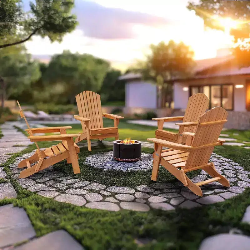 Sedia Adirondack pieghevole VINGLI, sedie Adirondack in legno per esterni, sedie pieghevoli da falò per patio, barbecue, veranda, cortile, piscina