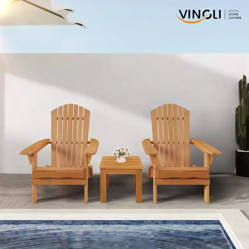 Sedia Adirondack pieghevole VINGLI, sedie Adirondack in legno per esterni, sedie pieghevoli da falò per patio, barbecue, veranda, cortile, piscina