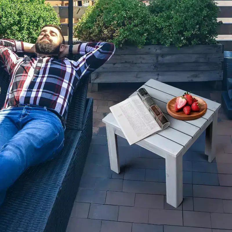 Tavolino laterale VINGLI Adirondack per esterni, tavolino da caffè quadrato spesso in legno da 18 pollici, tavolino da conversazione per patio, cortile, giardino
