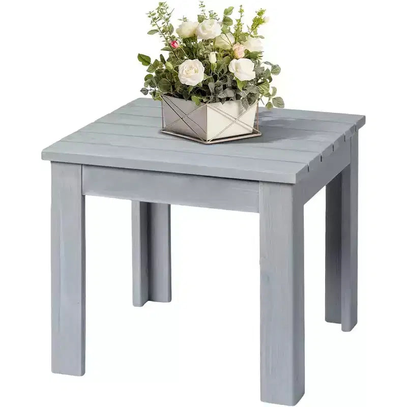 Tavolino laterale VINGLI Adirondack per esterni, tavolino da caffè quadrato spesso in legno da 18 pollici, tavolino da conversazione per patio, cortile, giardino