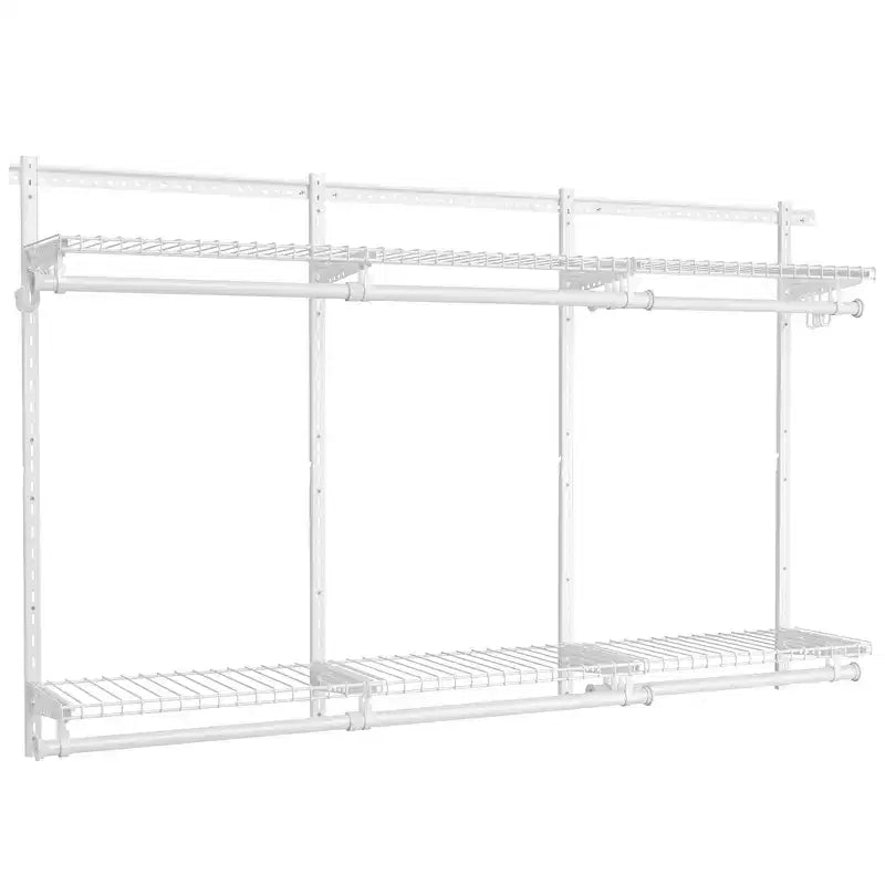 Sistema Organizer Regolabile per Armadio - Unità Scaffalatura in Metallo da 4-8 ft con 6 Aste e 6 Ripiani, Capacità 187 kg, Bianco Nuvola