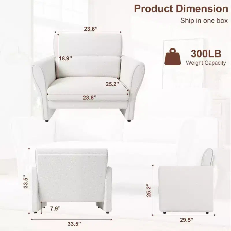 Loveseat Sofa for Living Room, Modern Boucle Upholstered Couch with Lumbar Pillow, Deep Seat Loveseat