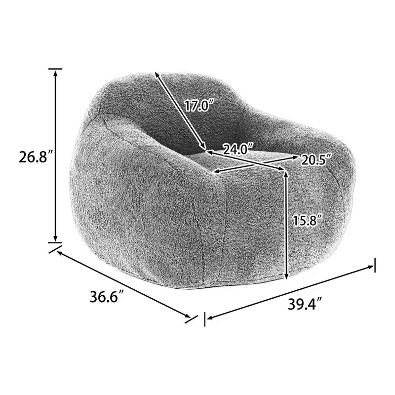 Giant Bean Bag Sofa for Adults Spacious with Armrests Memory Foam Filler Living Room Bedroom