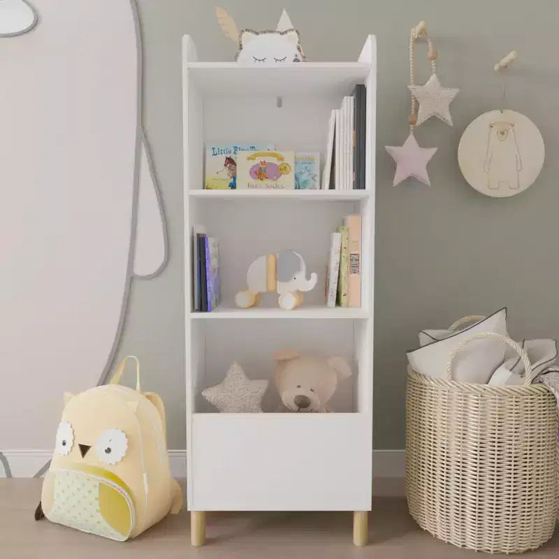 Libreria per Bambini a 4 Ripiani, Espositore per Libri per Bambini, Scaffale Contenitore Giocattoli Organizzatore per la Cameretta dei Bambini, Sala Giochi, Asilo Nido
