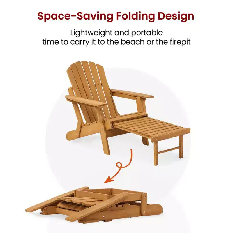 Sedia Adirondack Pieghevole da Esterno, Sedia a Sdraio in Legno, Capacità di Carico 136 kg