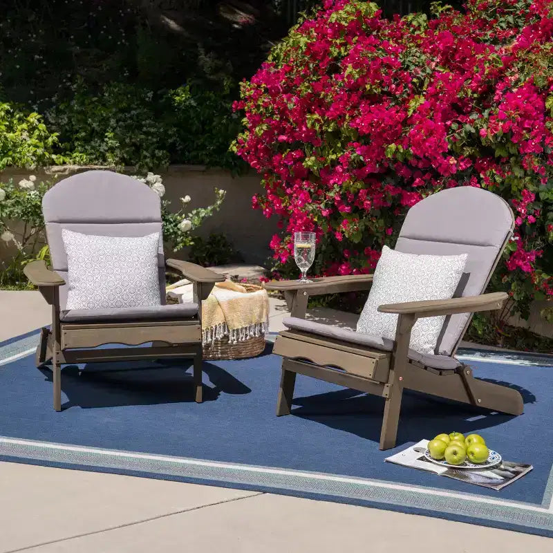 Christopher Knight Home Malibu Chaises Adirondack d'extérieur en bois d'acacia avec coussins (Lot de 2)