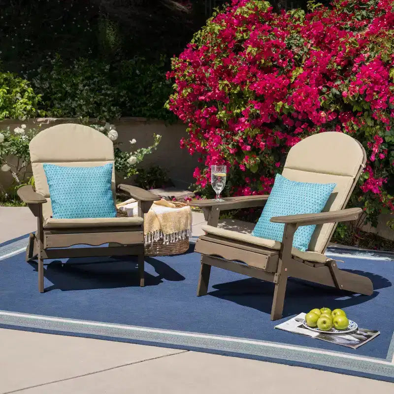 Christopher Knight Home Malibu Chaises Adirondack d'extérieur en bois d'acacia avec coussins (Lot de 2)