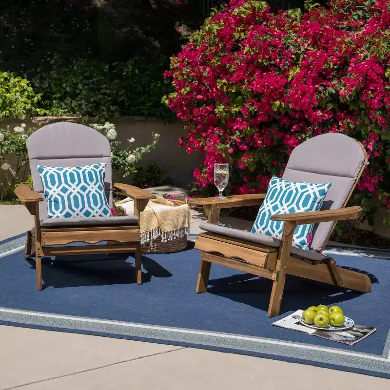 Christopher Knight Home Malibu Chaises Adirondack d'extérieur en bois d'acacia avec coussins (Lot de 2)