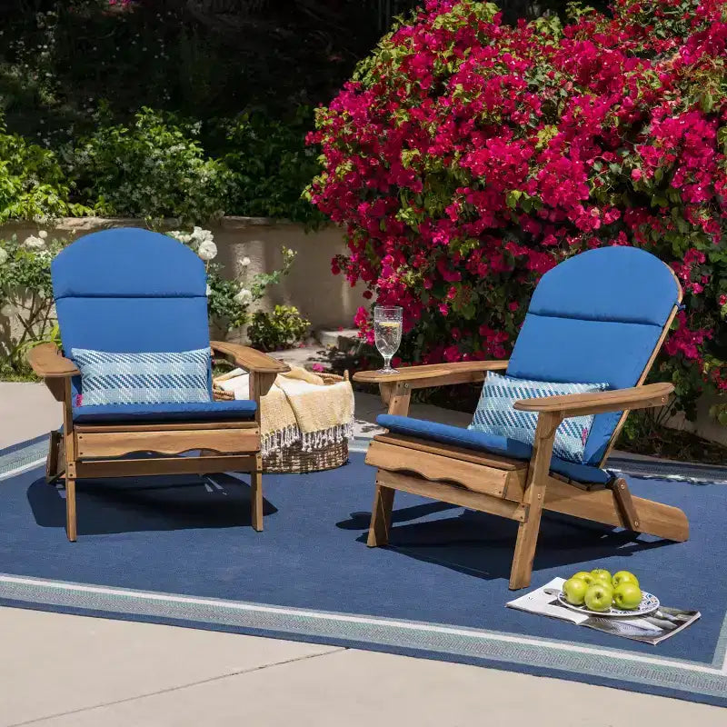 Christopher Knight Home Malibu Chaises Adirondack d'extérieur en bois d'acacia avec coussins (Lot de 2)