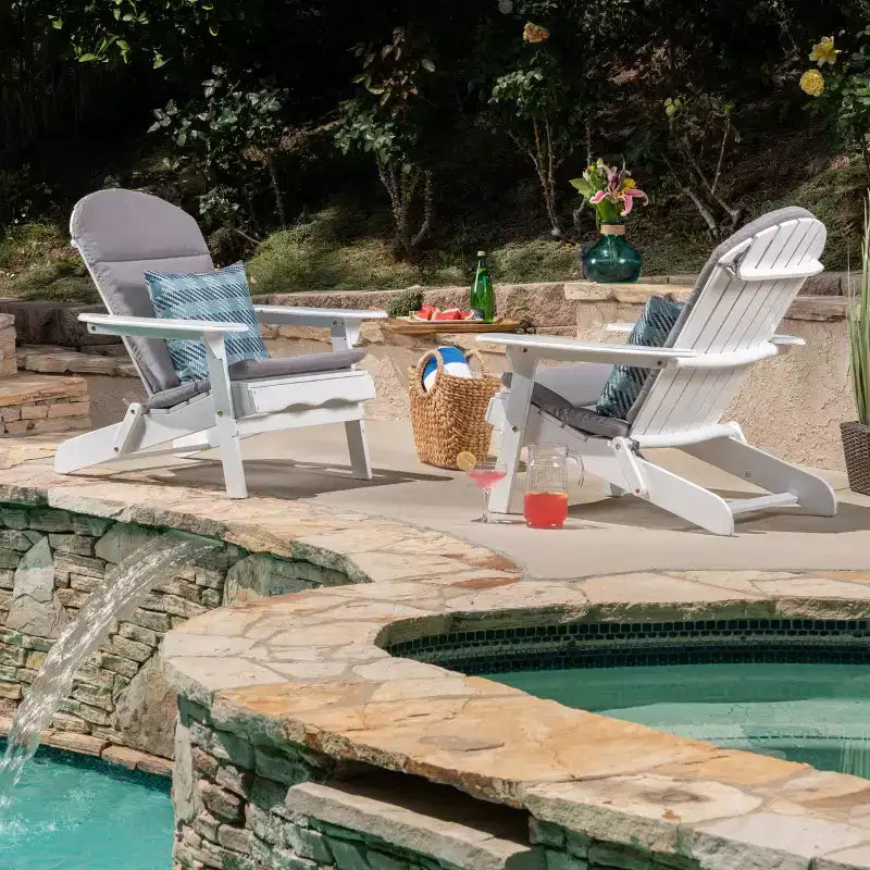 Christopher Knight Home Malibu Chaises Adirondack d'extérieur en bois d'acacia avec coussins (Lot de 2)