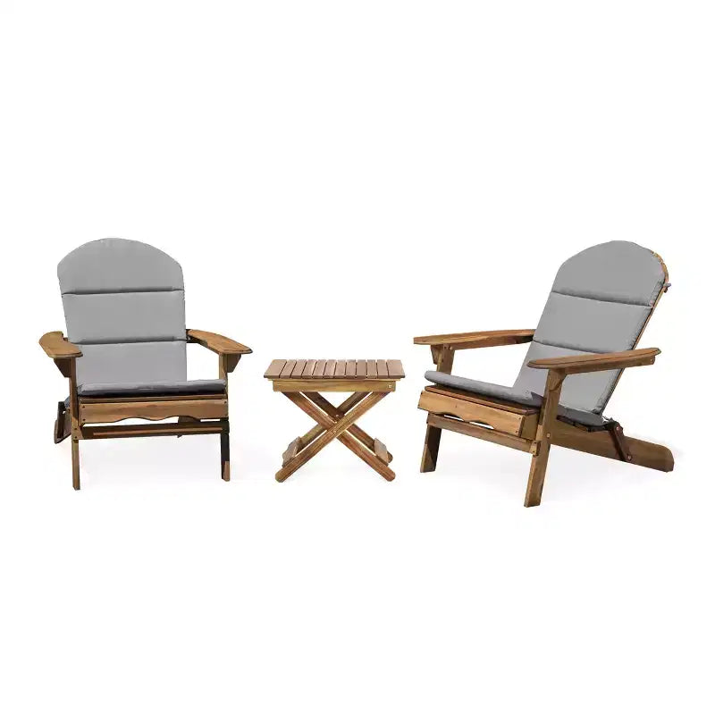 Christopher Knight Home Jane set di 3 pezzi Adirondack da esterno pieghevole in legno di acacia con cuscini