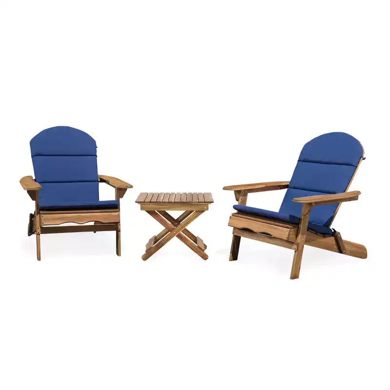 Christopher Knight Home Jane set di 3 pezzi Adirondack da esterno pieghevole in legno di acacia con cuscini