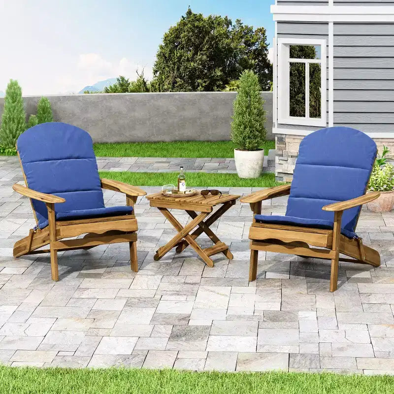 Christopher Knight Home Jane Ensemble de conversation pliant d'extérieur 3 pièces en bois d'acacia Adirondack avec coussins