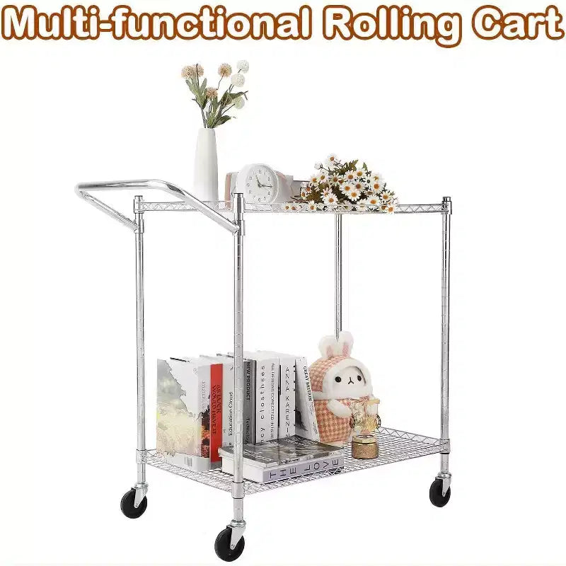 Carrello di servizio da cucina, carrello portaoggetti in metallo rimovibile con ruote e maniglia, carrello di servizio di livello commerciale, cucina, officina