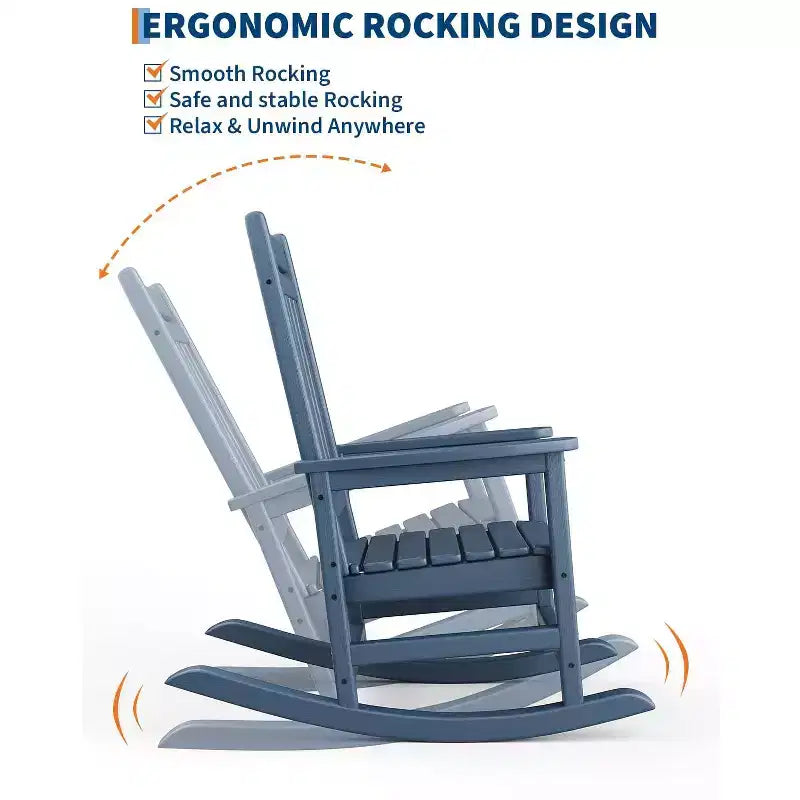 Sedia a dondolo da esterno Adirondack, sedia a dondolo scorrevole in HDPE per tutte le stagioni con schienale alto per portico, balcone, prato, capacità 172 kg