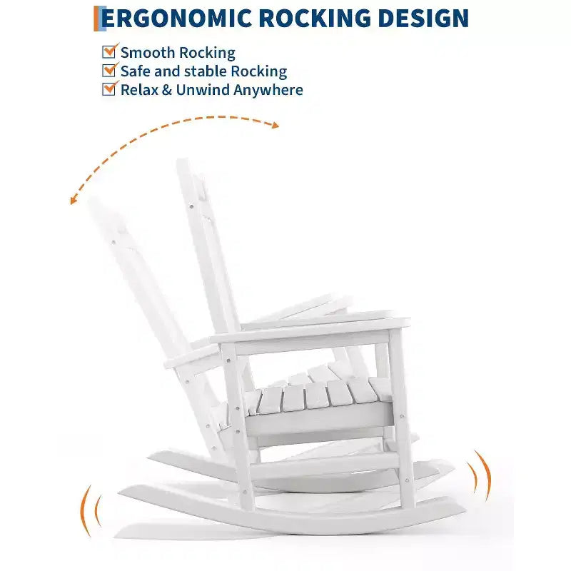 Sedia a dondolo da esterno Adirondack, sedia a dondolo scorrevole in HDPE per tutte le stagioni con schienale alto per portico, balcone, prato, capacità 172 kg