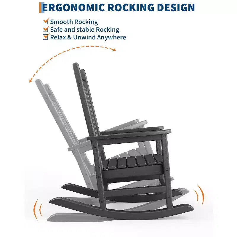 Sedia a dondolo da esterno Adirondack, sedia a dondolo scorrevole in HDPE per tutte le stagioni con schienale alto per portico, balcone, prato, capacità 172 kg
