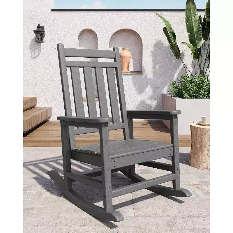 Sedia a dondolo da esterno Adirondack, sedia a dondolo scorrevole in HDPE per tutte le stagioni con schienale alto per portico, balcone, prato, capacità 172 kg