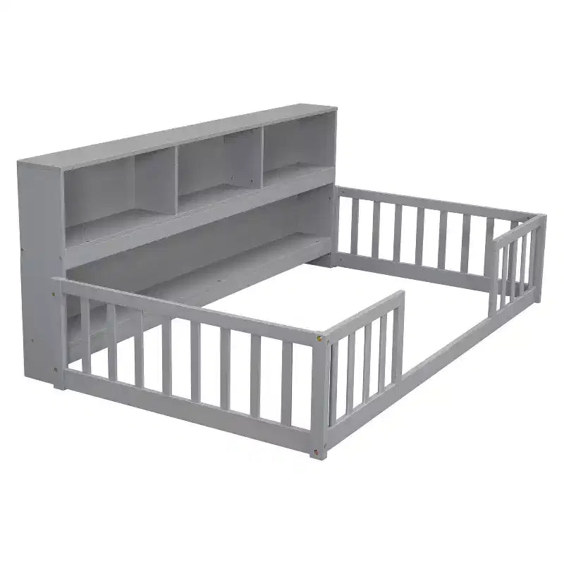 Letto a castello con libreria e sponde di sicurezza