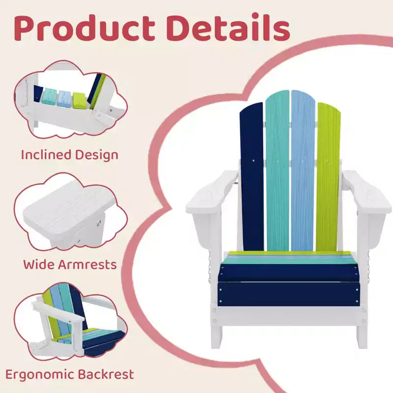 Set di sedie Adirondack da esterno per bambini Hyleory, pieghevoli in HDPE (2 pezzi)
