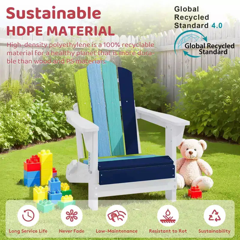 Set di sedie Adirondack da esterno per bambini Hyleory, pieghevoli in HDPE (2 pezzi)