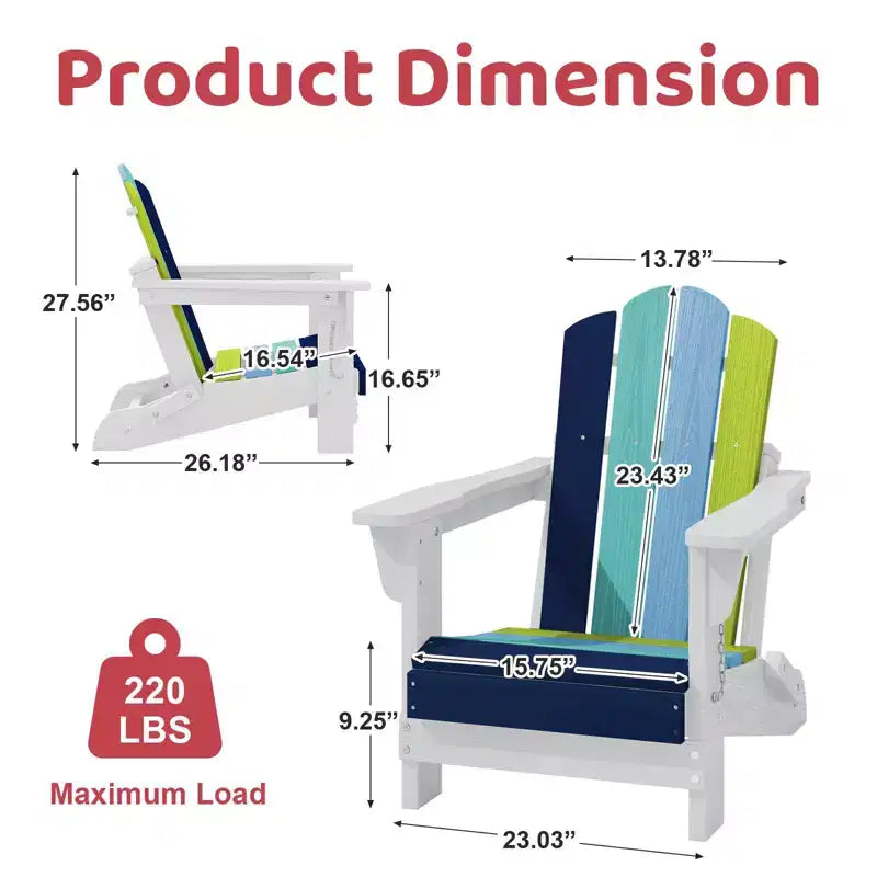 Set di sedie Adirondack da esterno per bambini Hyleory, pieghevoli in HDPE (2 pezzi)