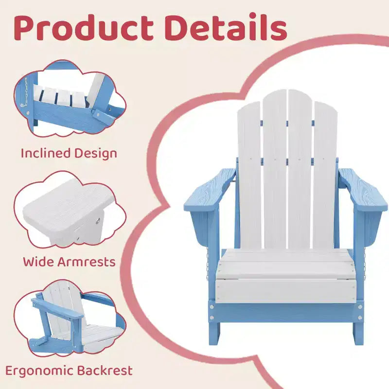 Set di sedie Adirondack da esterno per bambini Hyleory, pieghevoli in HDPE (2 pezzi)