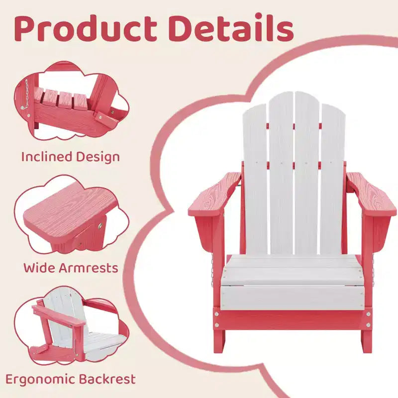 Set di sedie Adirondack da esterno per bambini Hyleory, pieghevoli in HDPE (2 pezzi)