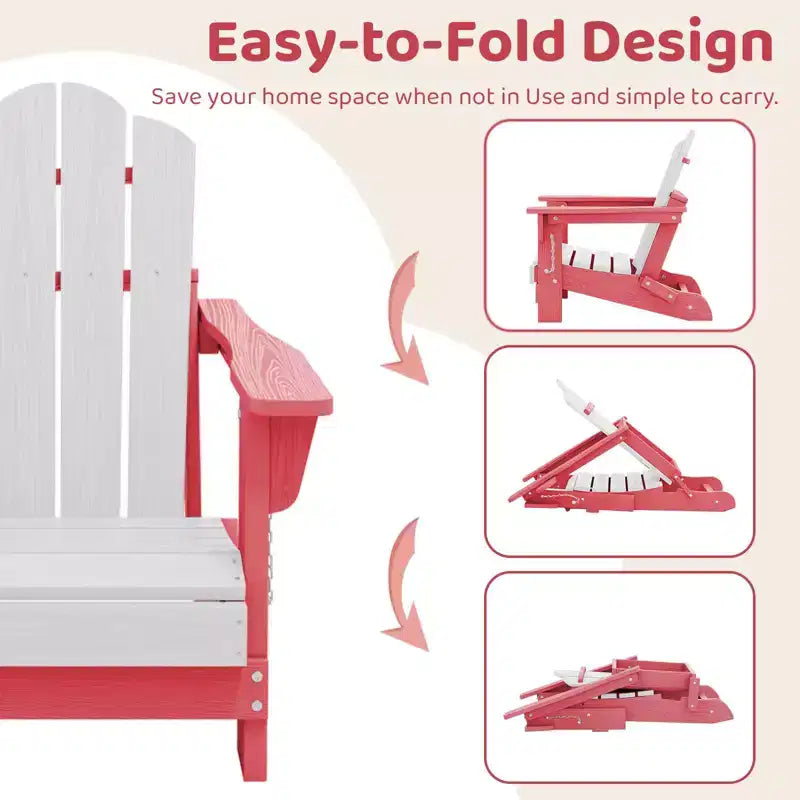 Set di sedie Adirondack da esterno per bambini Hyleory, pieghevoli in HDPE (2 pezzi)