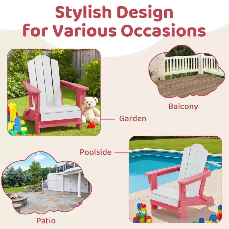 Set di sedie Adirondack da esterno per bambini Hyleory, pieghevoli in HDPE (2 pezzi)