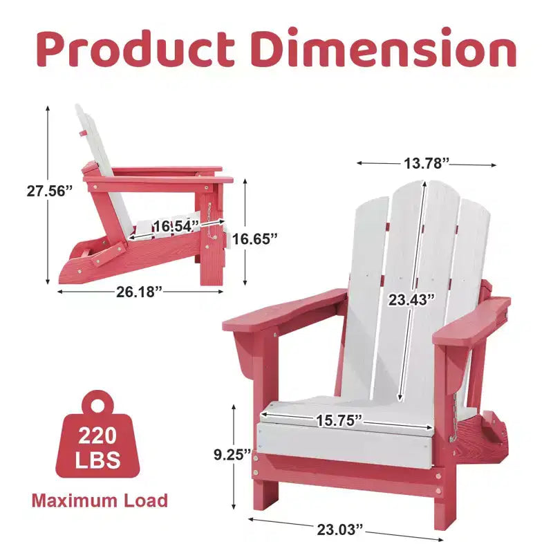 Set di sedie Adirondack da esterno per bambini Hyleory, pieghevoli in HDPE (2 pezzi)